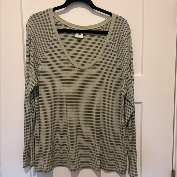 CAbi Olive Stripe Game Tee 4375 Size Large VGUC long sleeve - Picture 3 of 5